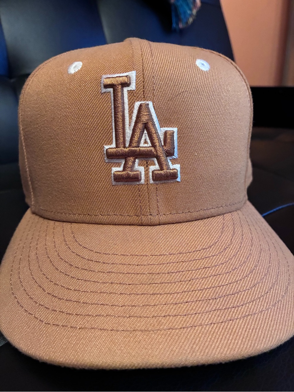 New Era LA Embroidered Logo Gold/Tan Cap with White Accents